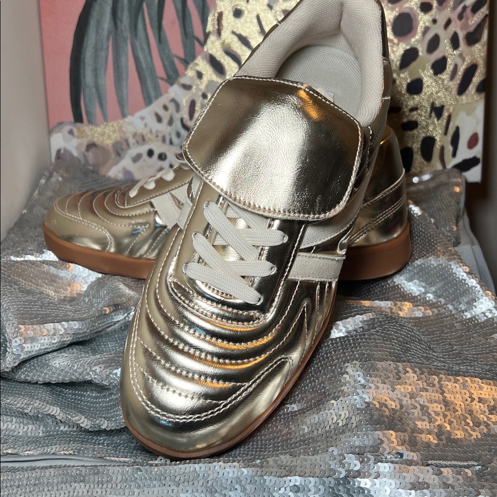 Steve Madden Metallic Gold Sneakers